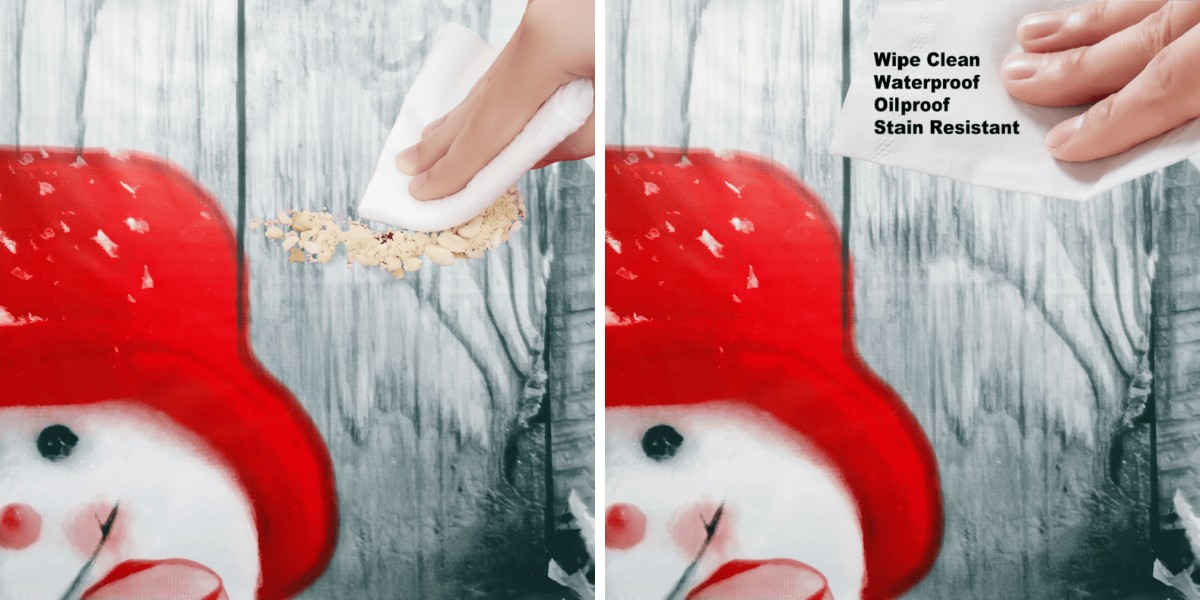 PEVA Kersttafelkleed met Sneeuwpop Print PEVA Kersttafelkleed met Sneeuwpop Print